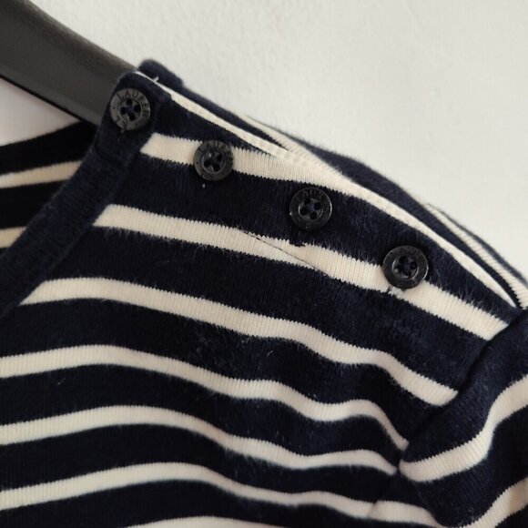 Ladies SZ M Lauren Ralph Lauren Navy-Stripe Long-Sleeve T-Shirt - Picture 2 of 4